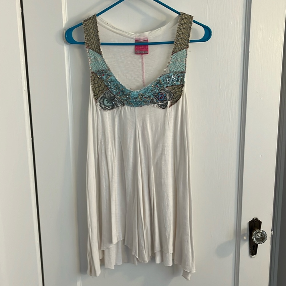 Free people beaded tank with white